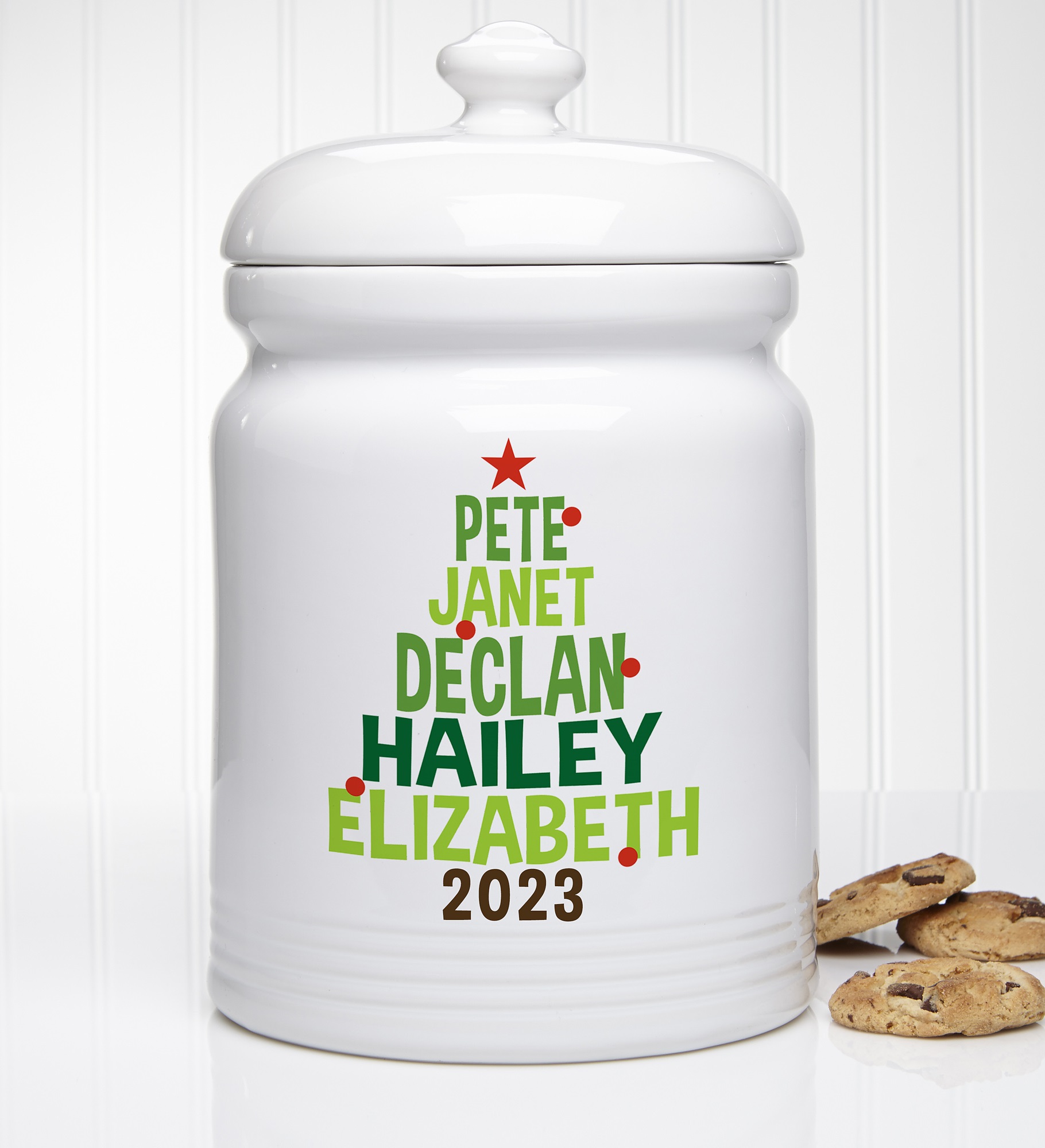 Christmas Family Tree Personalized Cookie Jar